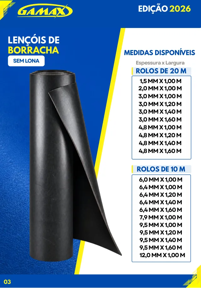 Página 3 do catálogo Lençóis de Borracha