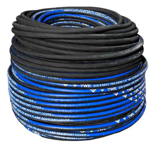Mangueira Hidraulica 5 Metros Sae100 R1at 1/4 Din 1sn  Preto Com Azul