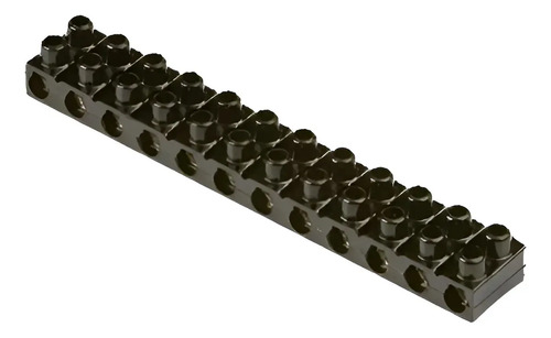 Conector Barra Sindal De Baquelite Preto, 12 Bornes Para Fios Até 16mm