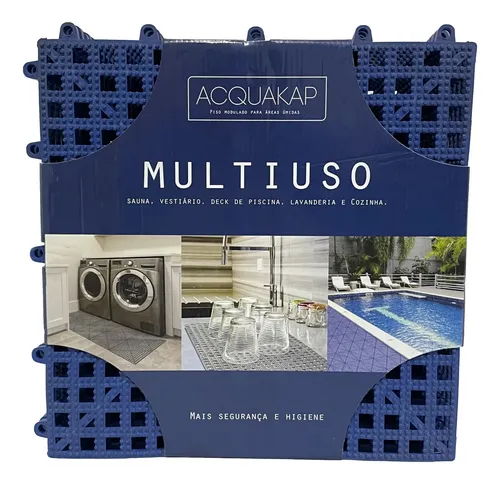 Piso Borracha Acqua Kap Multiuso Azul - 30x30 - Kapazi Azul Multiuso
