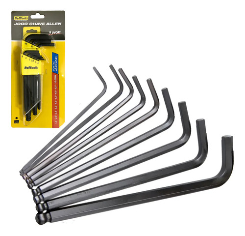 Jogo Chave Allen Ponta Abaulada 9 Pçs De 1,5 A 10mm Beltools