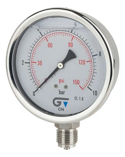Caixa De Aço Inoxidável Genebre Pressure Gauge. 100mm R1/2 0-10 Bar. 3824 010