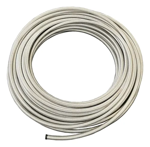 Mangueira Alta Temperatura Teflon 1'' Com Malha De Inox Prata