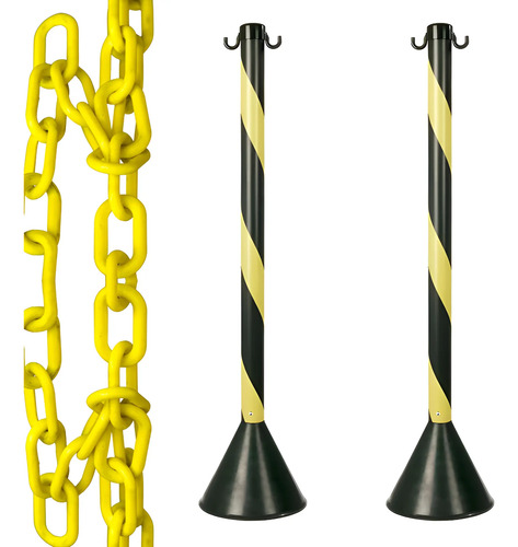 2 Un Organizador Filas Pedestal Preto E Amarelo Corrente 10m Preto Amarelo