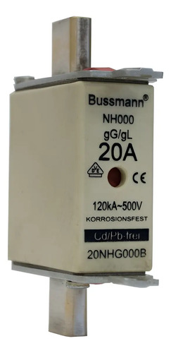 Fusível Bussmann Hrc 20a 20nhg000b Nh000 Gg/gl 120ka 500v 500v
