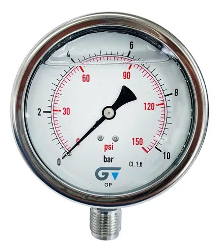 Manômetro Genebre 1/2'' Bsp 0-10 Bar / 0-150 Psi Glicerina