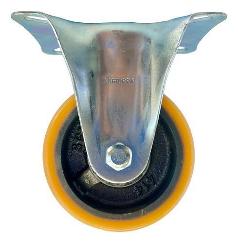 Roda Rodízio Schioppa 4'' Polegadas De Poliuretano Fixo Amarelo