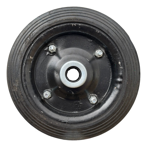Roda Chapa 9'' Maciça P/ Carrinhos De Carga Rol. 7/8 Rodana Preto