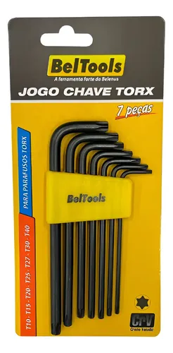 Jogo Chave Torx 7 Peças De T10 A T40 Beltools Preto