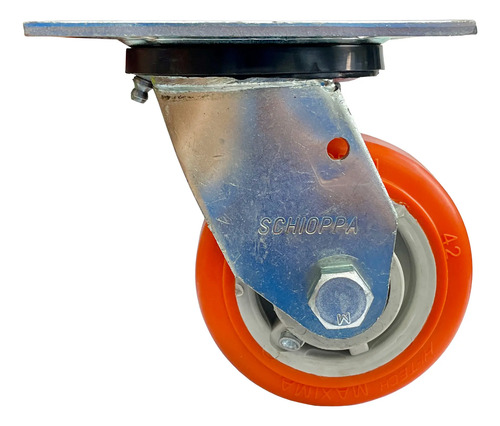 Rodízio Giratório 4'' Schioppa Up Poliuretano Termoplástico Laranja