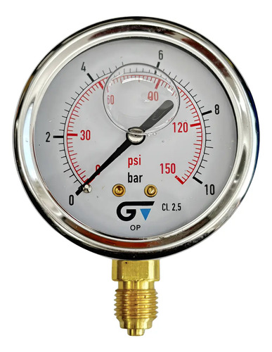 Manômetro Genebre Glicerina Saída 1/4 0-10 Bar / 0-150 Psi