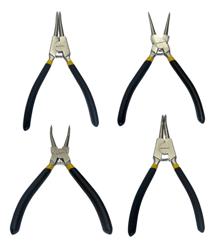 Kit Com 4 Alicates Anéis Beltools Interno Externo Reto Curvo
