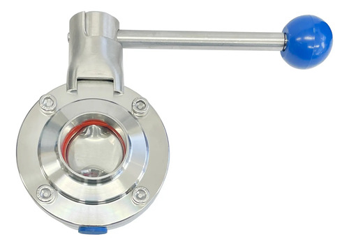 Válvula Borboleta Sanitária 1.1/2'' Solda Em Inox Silicone