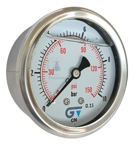 Genebre Manômetro 0 A 10 Bar Horizontal Com Glicerina Inox 63mm 1/4