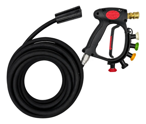Kit Mangueira 10m Pistola Curta Bicos Lavadora Karcher Preto