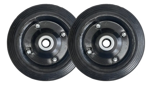 Par De Roda Chapa 9'' Maciça P/ Carrinhos De Carga Rol. 7/8 Rodas Preto