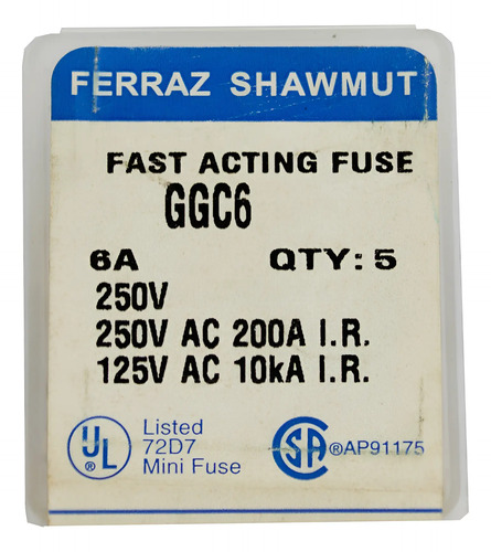 Fusível Ferraz Shawmut 250v Com 5 Unidades Lacrado 250v