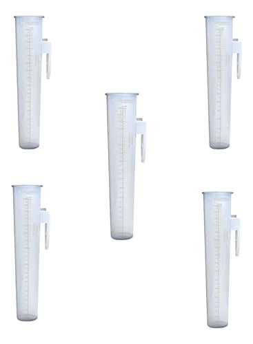 Kit 5 Pluviômetros 150mm Plástico Poliestireno Medidor De Chuva