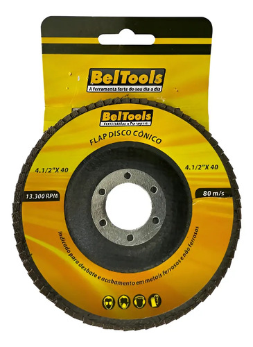 Disco Desbaste Flap Cônico 4.1/2x40 Beltools Preto