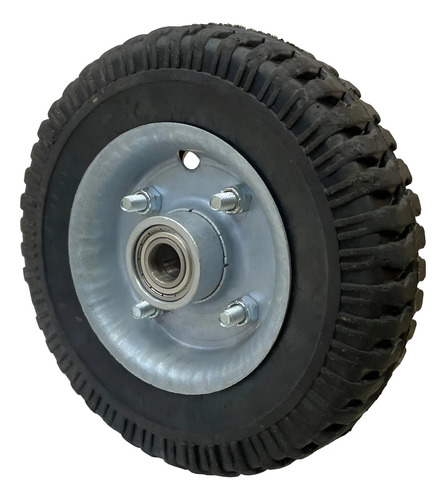 Roda De Borracha Completa Maciça 250-4 Com Rolamento 5/8 Pol Preto