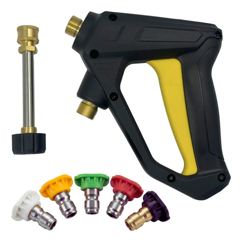 Kit Gatilho Pistola Curta Lavadora Alta Pressão C/ 5 Bicos Preto