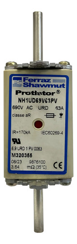 Fusível Ferraz Shawmut Nh1ud69v63pv 690v 690v