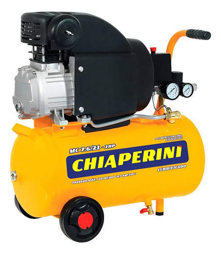 Compressor De Ar Chiaperini Mc 7.6/21-2hp 21l Portátil 23kg Laranja 220v Monofásica